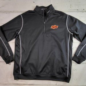 Nike Golf OSU Oklahoma State Therma Fit Black 1/4 Zip Pullover Mens Size L EUC